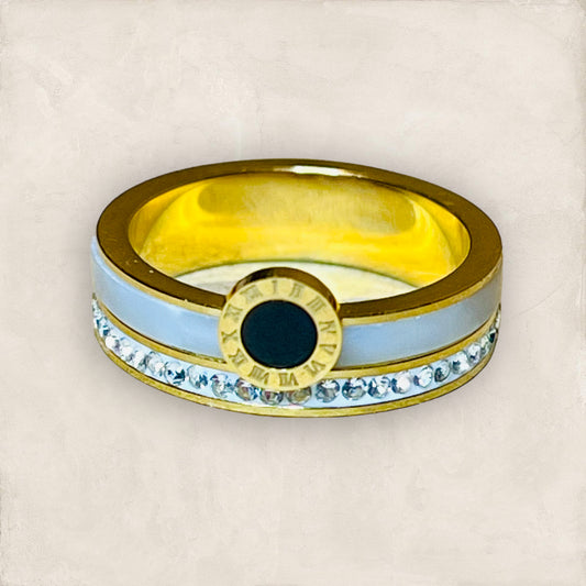 Embellished Gold Stainless Steel Ring