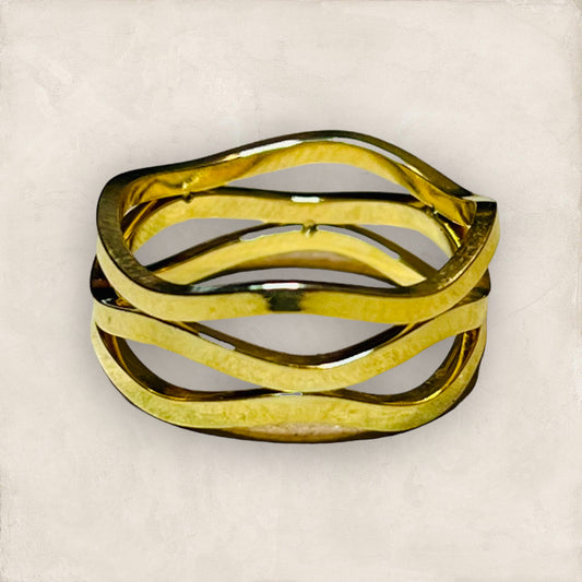 Wave Gold Stainless Steel Ring