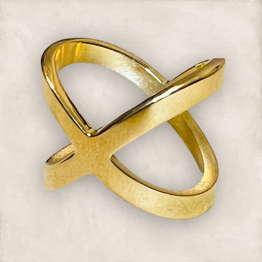 Cross Gold Stainless Steel Ring