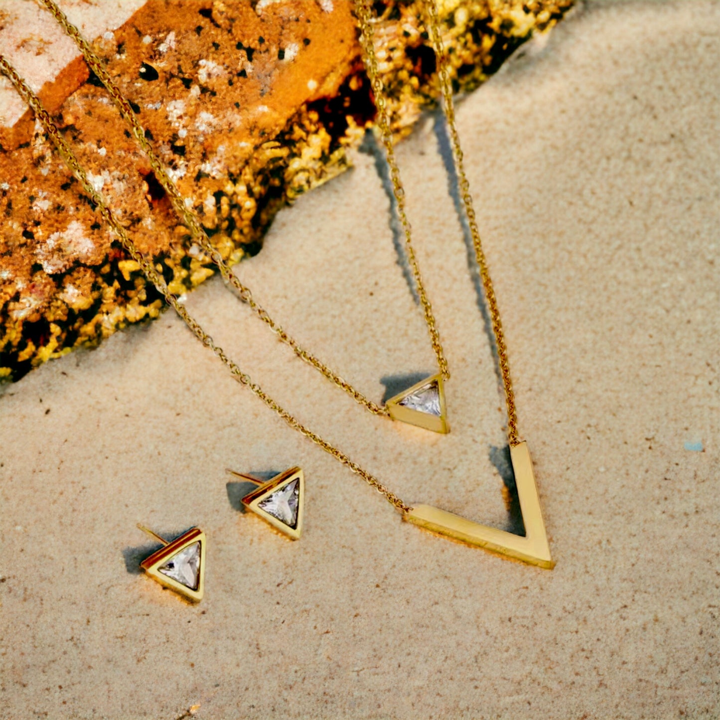 Triangle Stainless Steel Necklace Set