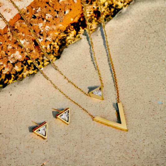 Triangle Stainless Steel Necklace Set