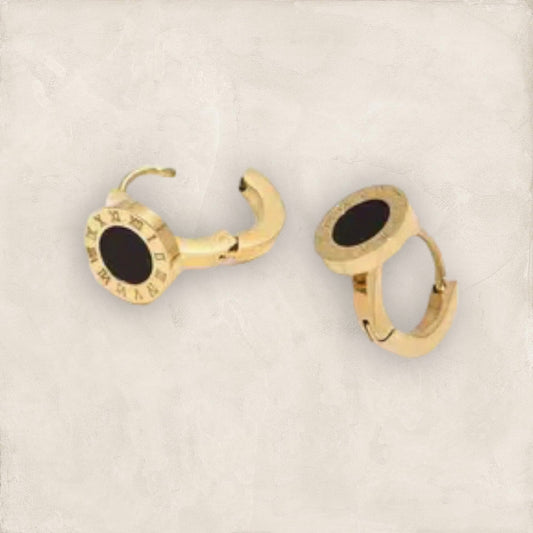 Gold/Black Circle Stainless steel Earrings