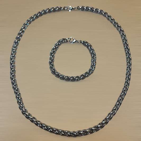 Men's Stainless Steel Necklace & Bracelet Set