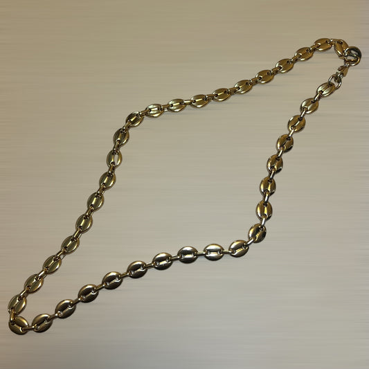 Stainless Steel Gold Coffee Bean Men's Necklace